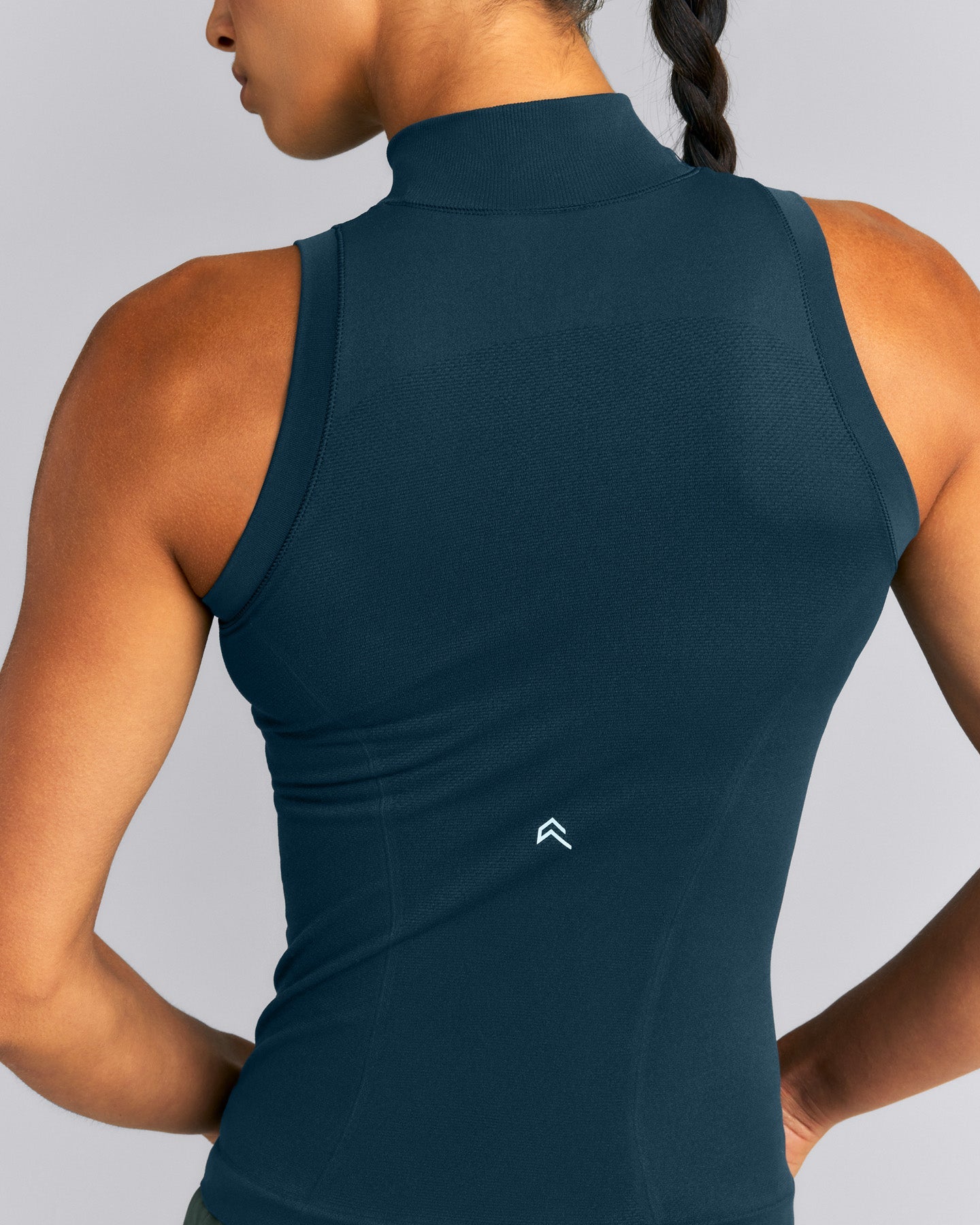Oner Seamless Mid Weight Fitted 1/2 Zip Tank | Washed Oil Blue