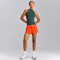 Oner Seamless Mid Weight Fitted 1/2 Zip Tank | Shadow Green