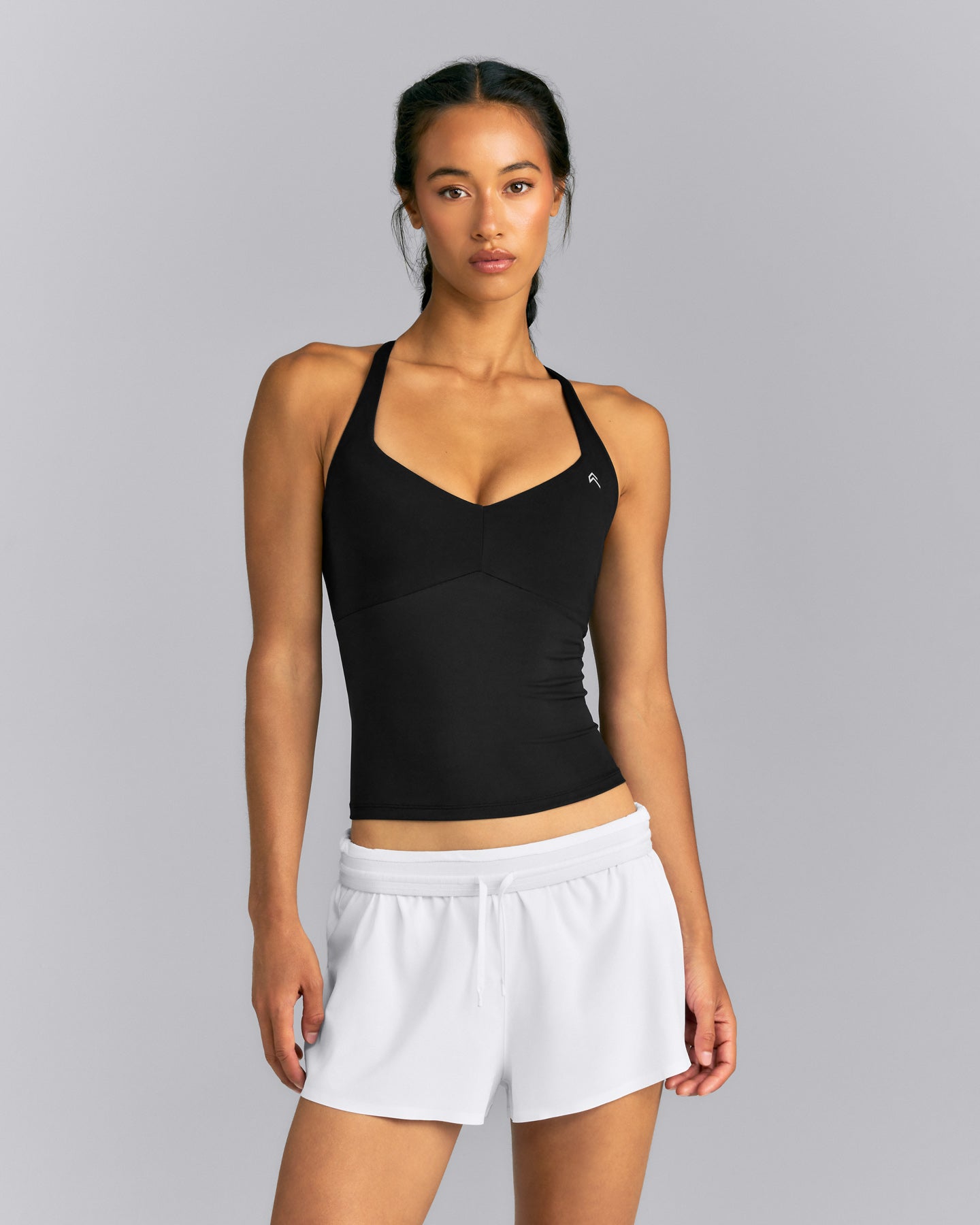 UnifiedMove™ T Back Mid Tank Top with Gel Pockets and Built in Bra Shelf | Black