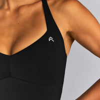UnifiedMove™ T Back Mid Tank Top with Gel Pockets and Built in Bra Shelf | Black