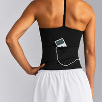 UnifiedMove™ T Back Mid Tank Top with Gel Pockets and Built in Bra Shelf | Black