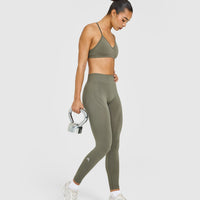EnhanceLift™ Seamless Leggings with White Logo | Alpine Green