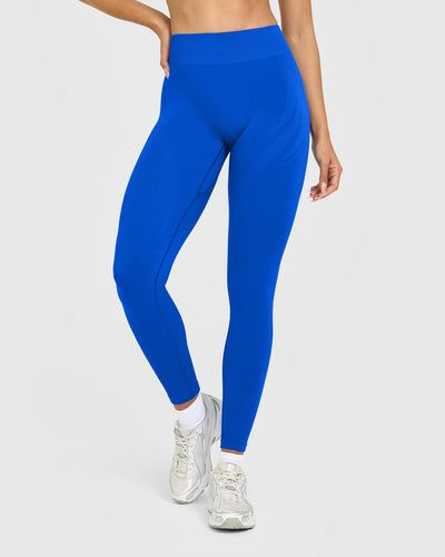 EnhanceLift™ Seamless Leggings with White Logo | Cobalt Blue