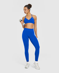 EnhanceLift™ Seamless Leggings with White Logo | Cobalt Blue