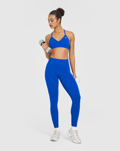 EnhanceLift™ Seamless Leggings with White Logo | Cobalt Blue