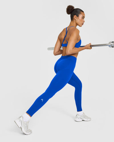 EnhanceLift™ Seamless Leggings with White Logo | Cobalt Blue