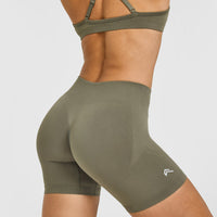 EnhanceLift™ Seamless Shorts with White Logo | Alpine Green