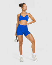 EnhanceLift™ Seamless Shorts with White Logo | Cobalt Blue