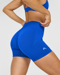EnhanceLift™ Seamless Shorts with White Logo | Cobalt Blue