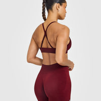 EnhanceLift™ Seamless Strappy Sports Bra with White Logo | Rosewood