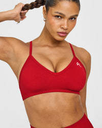 EnhanceLift™ Seamless Strappy Sports Bra with White Logo | Light Toasted Red
