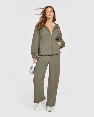 Foundations Zip Through Hoodie | Alpine Green