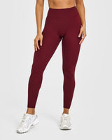 SoftMotion™ High Waisted Leggings with White Logo | Light Rosewood