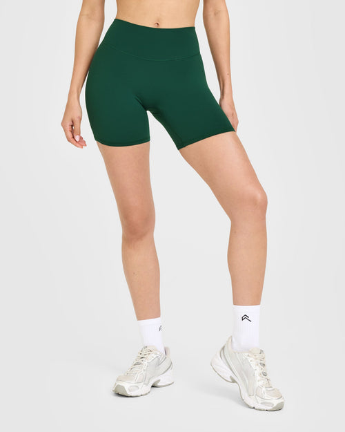 Oner Modal SoftMotion™ High Waisted Shorts 6" with White Logo | Dark Racing Green