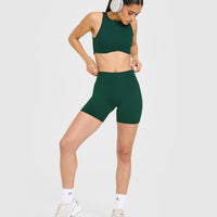 SoftMotion™ High Waisted Shorts 6" with White Logo | Dark Racing Green