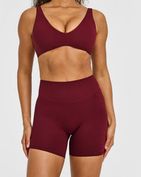 SoftMotion™ High Waisted Shorts 6" with White Logo | Light Rosewood