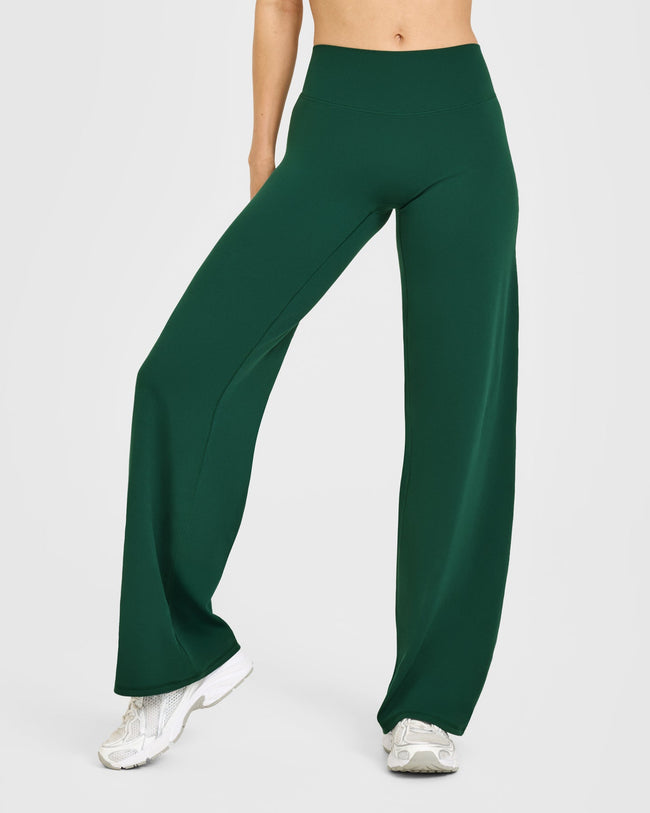 SoftMotion™ Straight Leg Bottoms with White Logo | Dark Racing Green