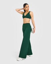 SoftMotion™ Straight Leg Bottoms with White Logo | Dark Racing Green