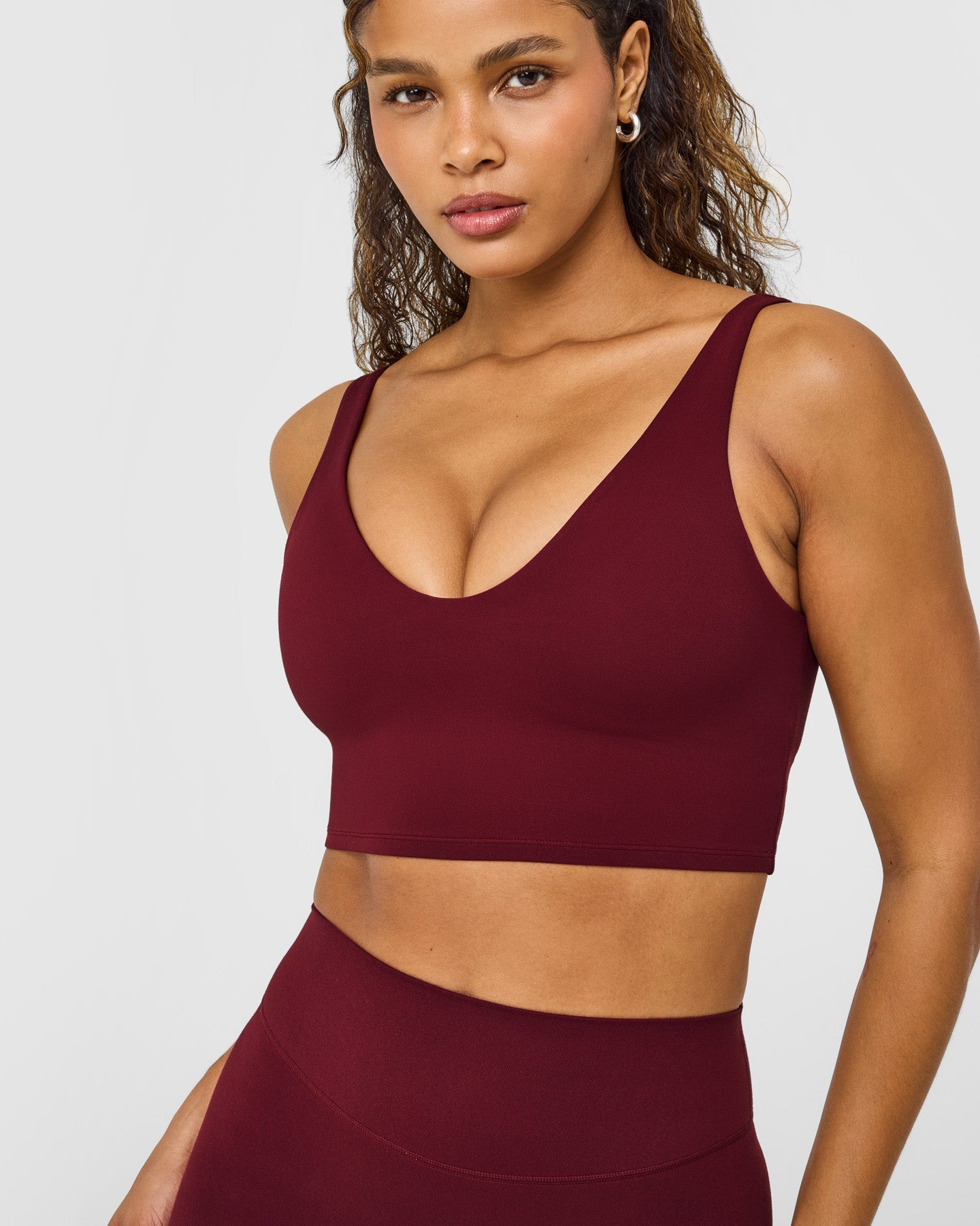 SoftMotion™ Longline Sports Bra with White Logo | Light Rosewood