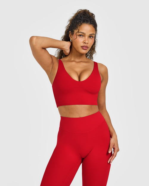 Oner Modal SoftMotion™ Longline Sports Bra with White Logo | Light Toasted Red