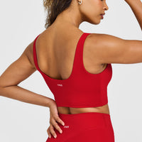 SoftMotion™ Longline Sports Bra with White Logo | Light Toasted Red