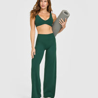 SoftMotion™ Scoop Back Bralette with White Logo | Dark Racing Green