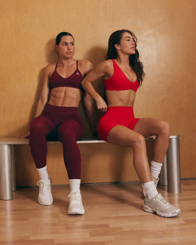 SoftMotion™ Scoop Back Bralette with White Logo | Light Toasted Red