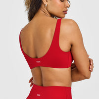 SoftMotion™ Scoop Back Bralette with White Logo | Light Toasted Red