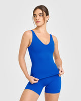 SoftMotion™ Scoop Neck Vest with White Logo | Light Cobalt Blue