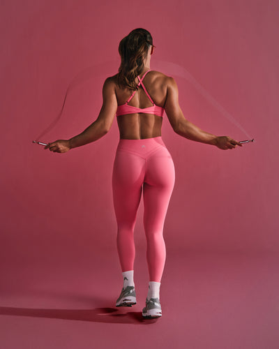 UnifiedMove Wrap Leggings with Reflective Logo | Hot Girl Pink