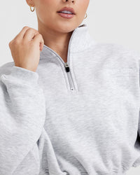 All Day Est 2020 Crop 1/4 Zip Sweatshirt | Light Grey Marl