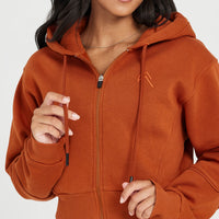 Classic Lounge Cropped Zip Through Hoodie | Warm Copper