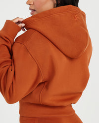 Classic Lounge Cropped Zip Through Hoodie | Warm Copper