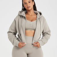 Dezsed Women's Active Casual Thin Cotton Cropped Zip Up Hoodie