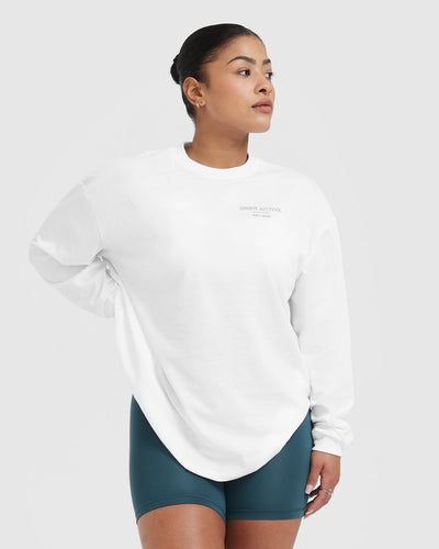 Classic Lifters Graphic Oversized Lightweight Long Sleeve Top | White