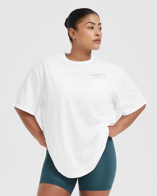 Oner Modal Classic Lifters Graphic Oversized Lightweight T-Shirt | White