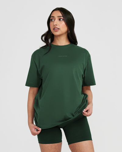 Classic Mirror Graphic Oversized T-Shirt | Washed Evergreen
