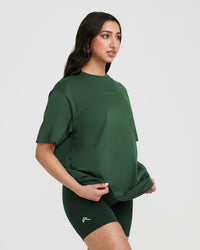 Classic Mirror Graphic Oversized T-Shirt | Washed Evergreen