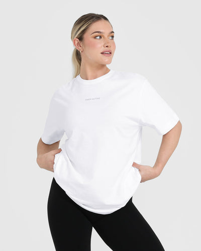 Classic Mirror Graphic Oversized T-Shirt | White
