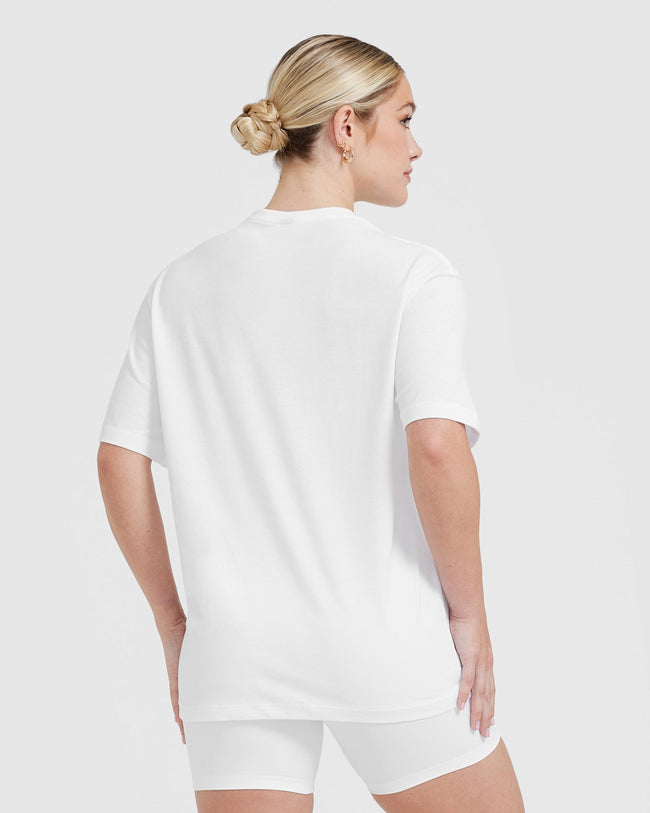 White Oversized T-Shirt Women's - Lightweight Fabric