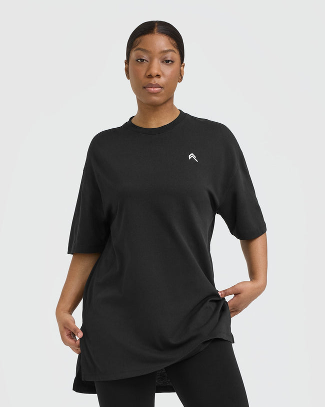 Classic Oversized Longline T Shirt Black