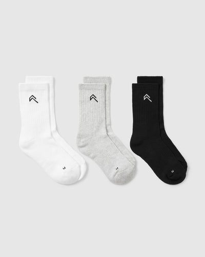 Crew Socks 3 Pack | Grey/White/Black