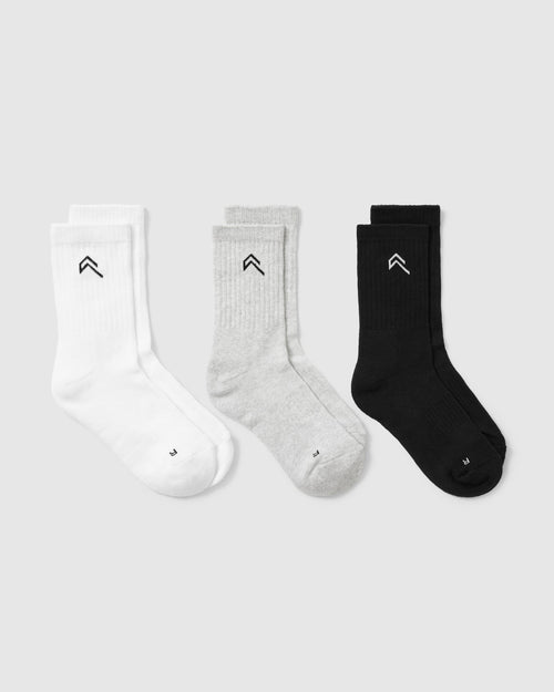 Oner Modal Crew Socks 3 Pack | Grey/White/Black