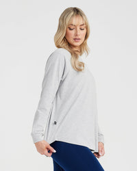 Graphic Oversized Long Sleeve Tee | Silver Marl