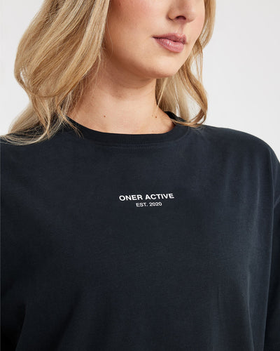 Oversized short sleeve sweatshirt - Black