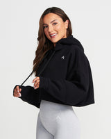 Classic Crop Zip Hoodie | Black