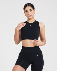 Classic Seamless 2.0 Crop Top | Black Marl