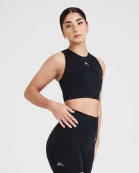 Classic Seamless 2.0 Crop Top | Black Marl