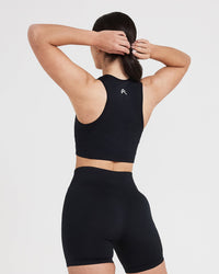 Classic Seamless 2.0 Crop Top | Black Marl