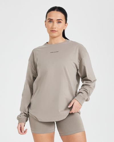 Classic Mirror Graphic Oversized Long Sleeve Top | Washed Minky